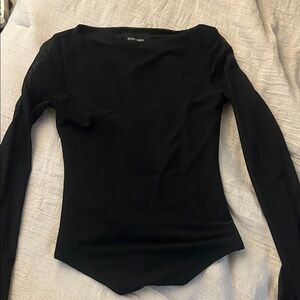 Women’s black bodysuit flare sleeve